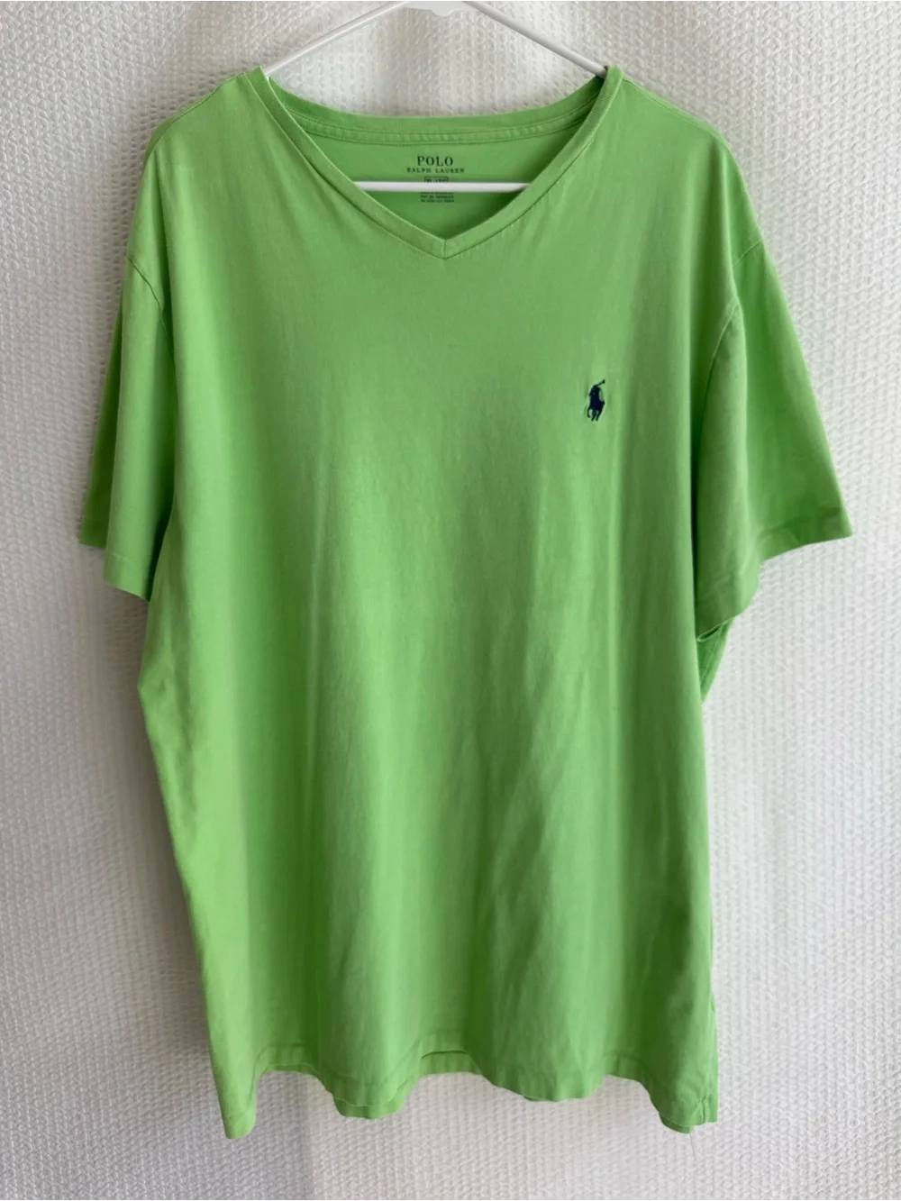 POLO RALPH LAUREN Green V-Neck T-Shirt XL Short Sleeve Cotton Pony Logo Tee